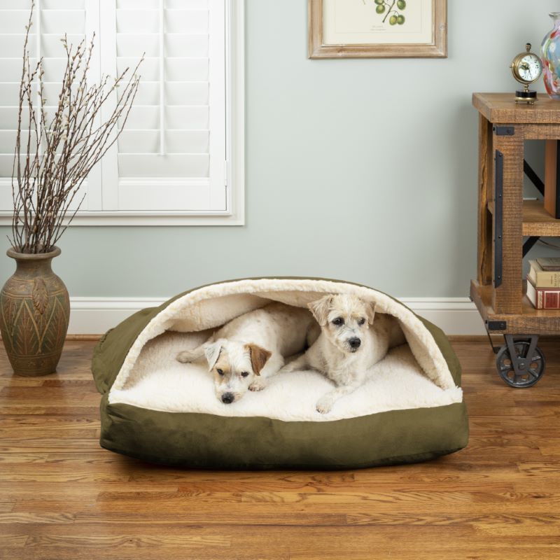 Cozy Cave® Rectangle Dog Bed - Olive