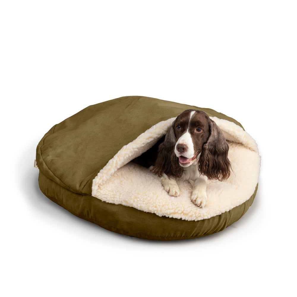 Cozy Cave® Dog Bed -  Olive Microsuede